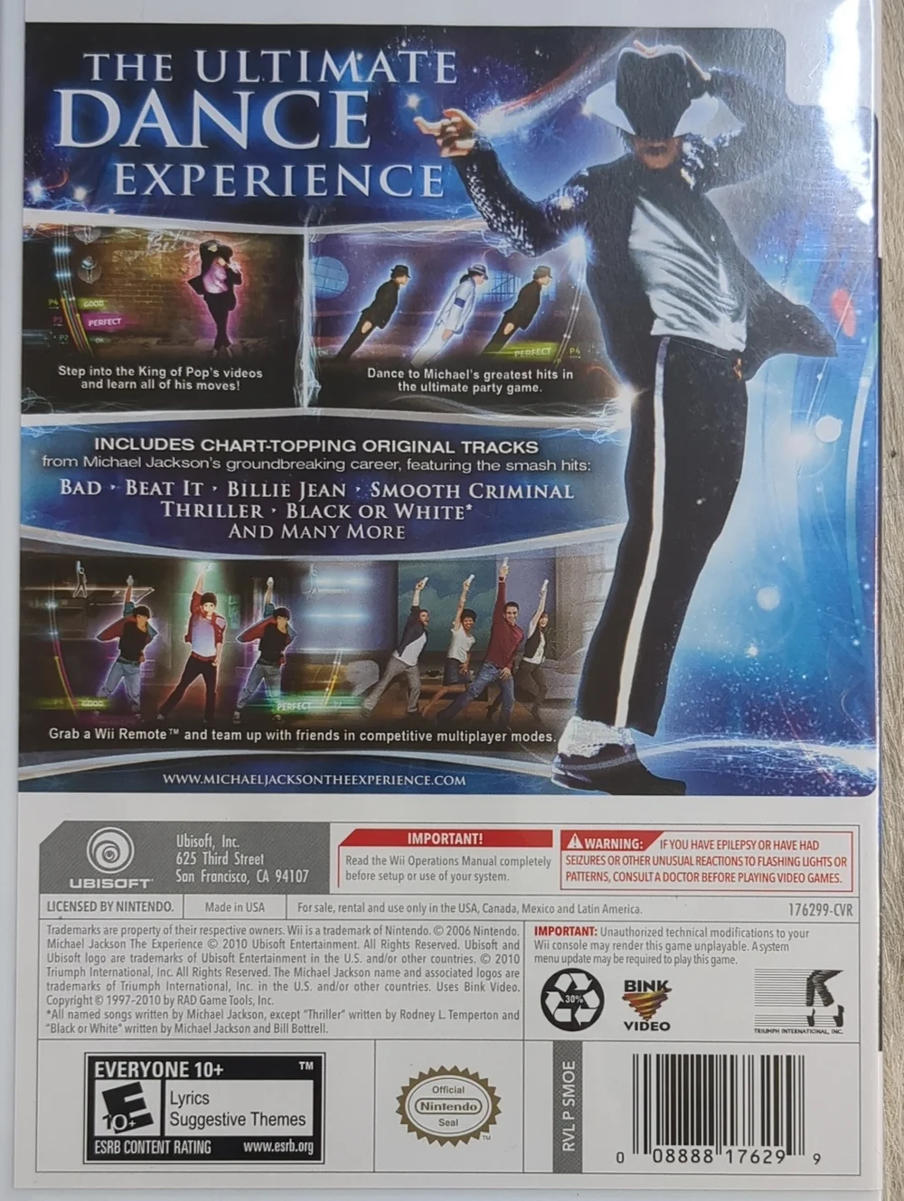 Michael Jackson The Experience Ubisoft Nintendo Wii Game (Tested & Playable)